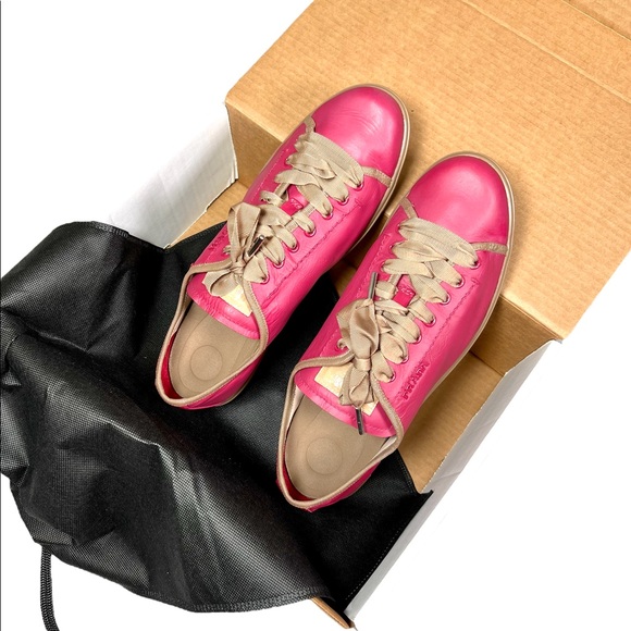Prada Magenta Leather Sneakers sz 10-10.5 - Picture 1 of 14